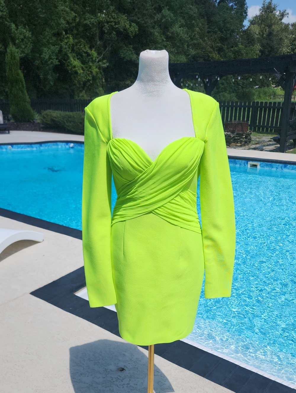 Neon Lime Sweetheart Long-Sleeve Mini Dress